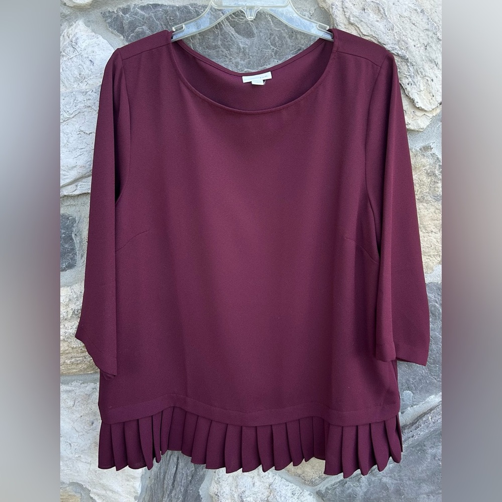 J. Jill Blouse Size L Purple Dressy Career Wear Top Detailed Hem Feminine Classy